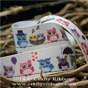 Spring Owl Ribbon - Owls Coloured